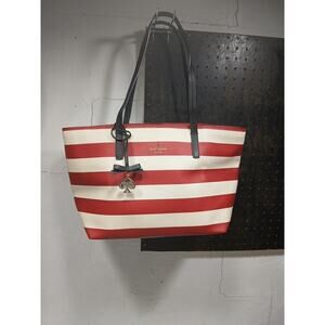 Kate Spade New York Hawthorne Lane Red Ivory Black New Nwt Gold Tone Charm